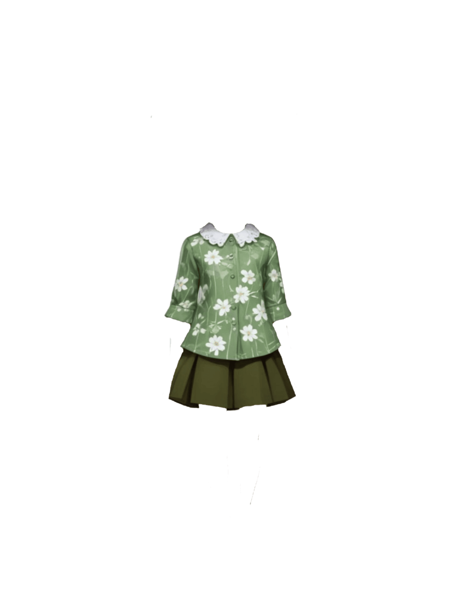 Sage green daisy blouse and skirt outfit